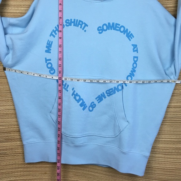 Le Pere "Domo" Hearts Hoodie Men's Size Medium Blue Oversized Hooded Pullover M - Picture 10 of 10